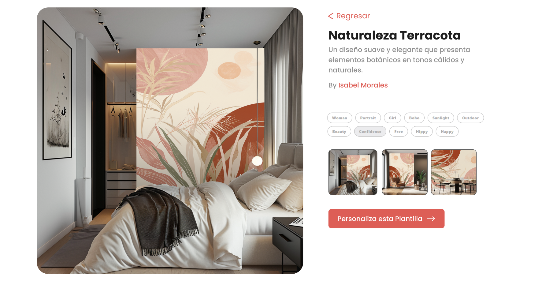 Personaliza tu Mural: Un diseño suave y elegante que presenta elementos botánicos en tonos cálidos y naturales.